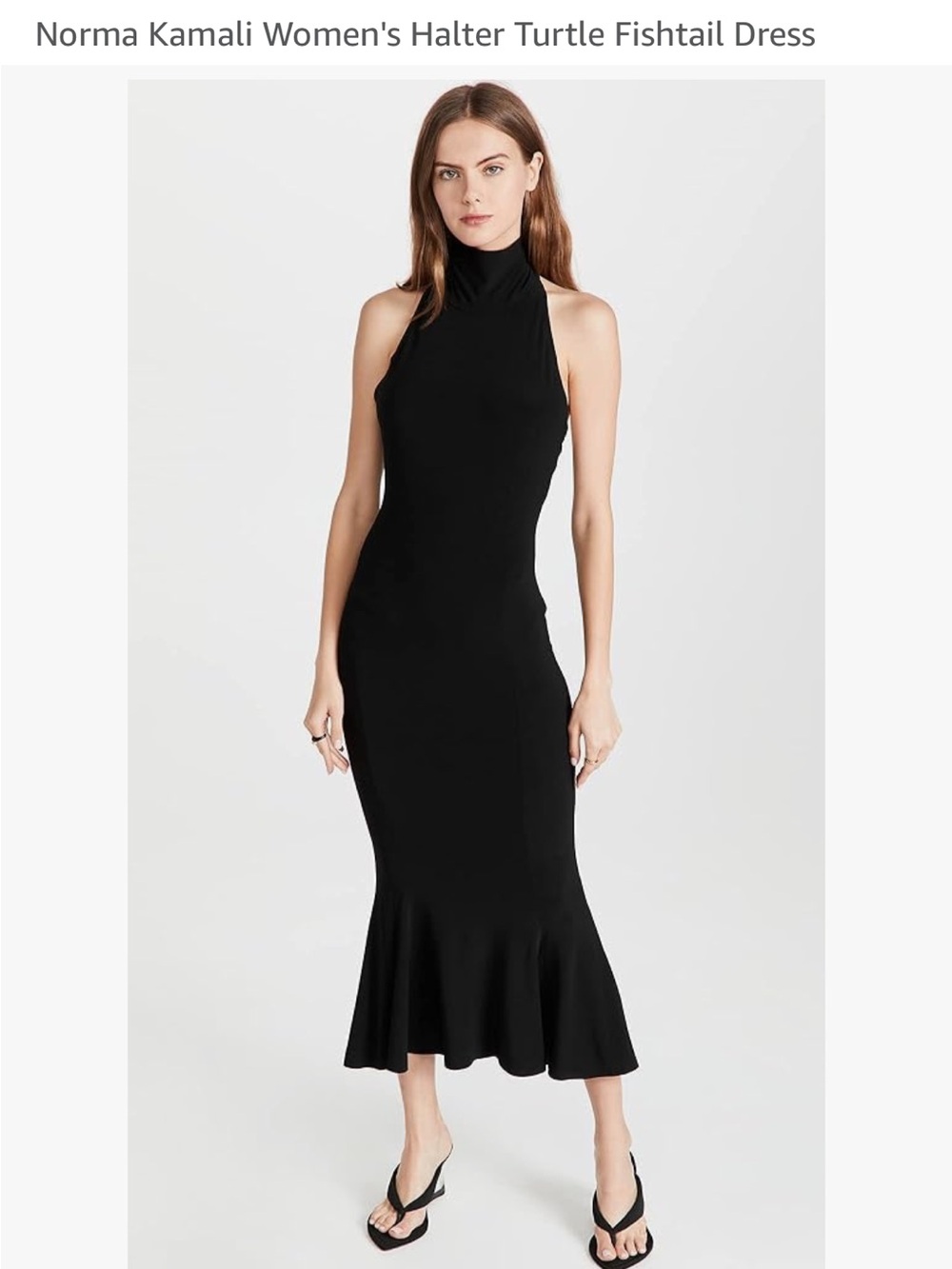 Norma Kamali Women's Black Halter Turtle Fishtail Dress